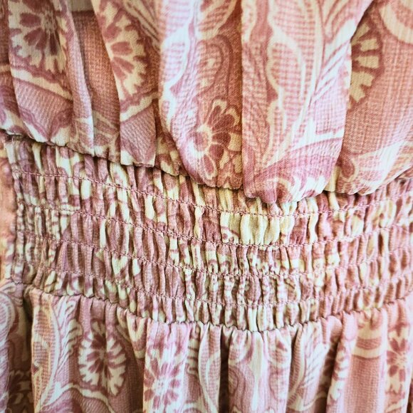 Guess Mauve Vintage 2000s Midi High-Low Dress | Boho Paisley | Size 11 - Picture 6 of 16